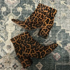 Zara Leopard print heeled boots size 36